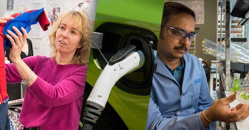 A collage of UD researchers working on various projects.