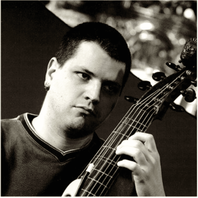 A man playing the viol