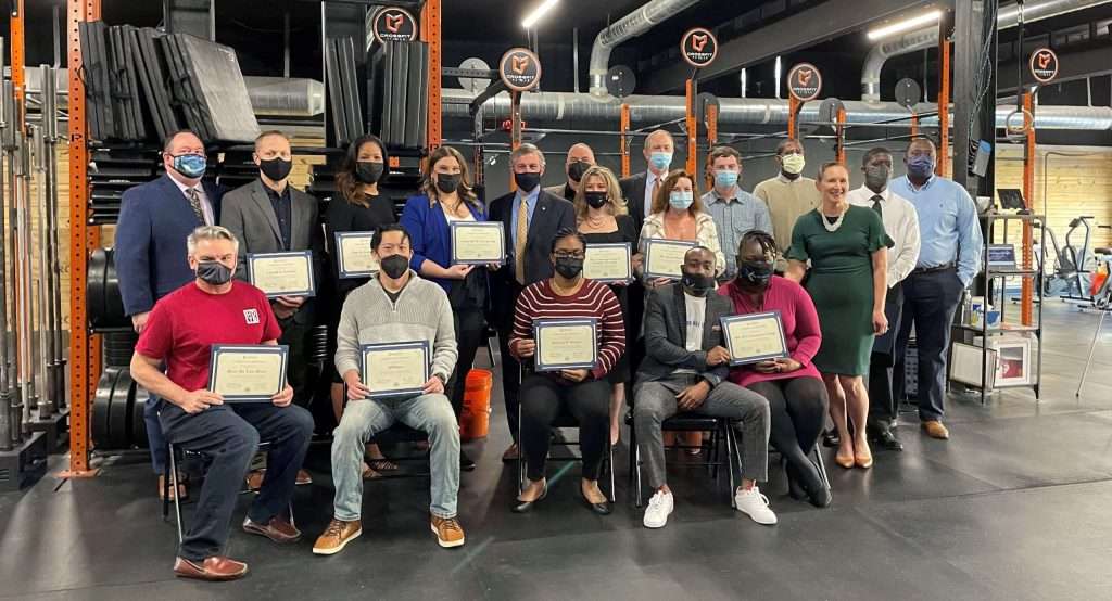 A group of award winners of the EDGE grant holding their certificate