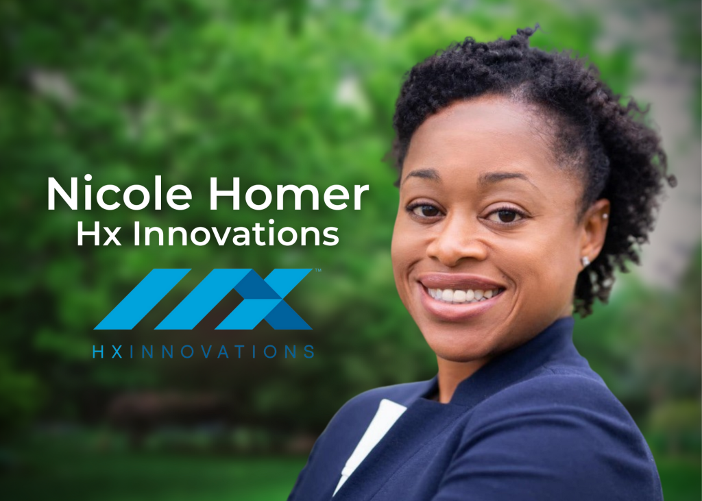 Delaware SBDC Client HX Innovations flier with a headshot of a black woman in a suit.