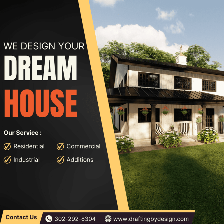 A flier with a white house. We design your dream house