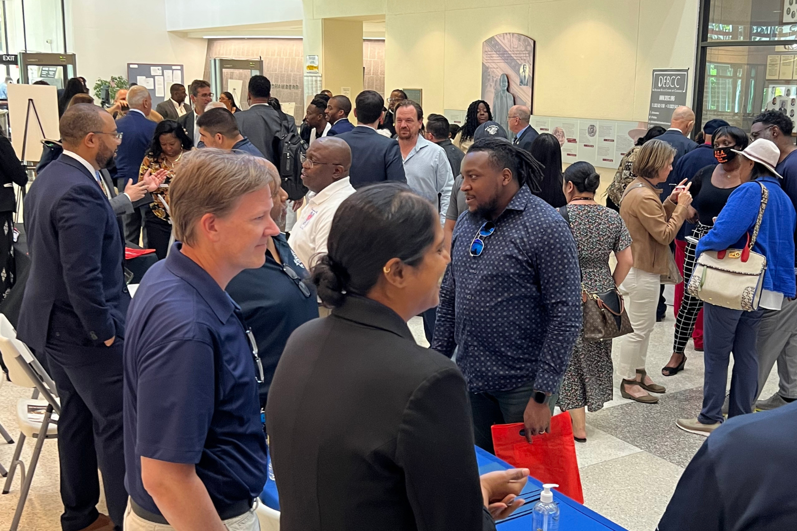 A group of people at a networking event