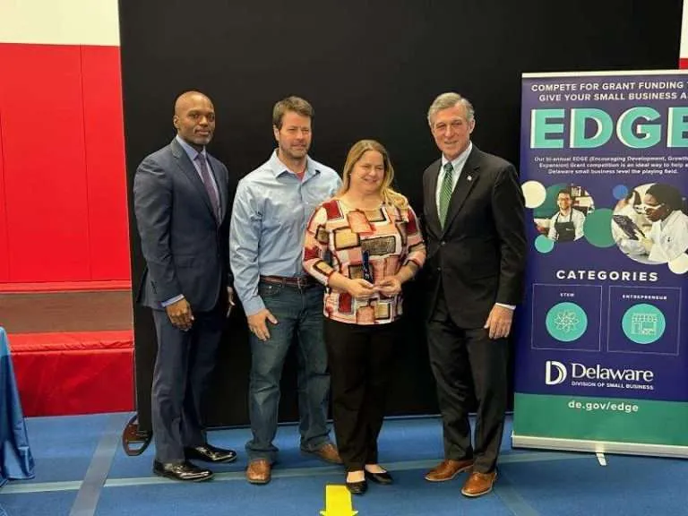 Delaware SBDC Client Delaware Dynamix with partners at the EDGE Grant event