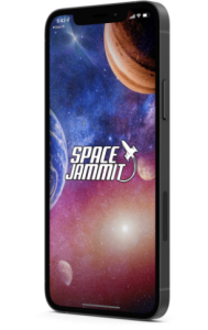 Space Jammit graphic on a phone.